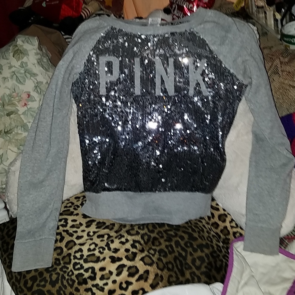 Vs pink bling long Sleeved sweat shirt